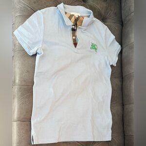 Burberry Light Blue Polo with Green Emblem